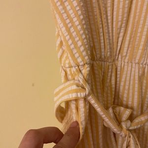 Yellow and White Pinstripe Dress